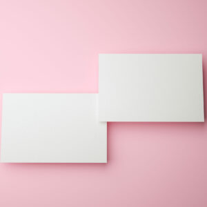3d Render. Two business cards mockup on pink background. Business and branding identity concept